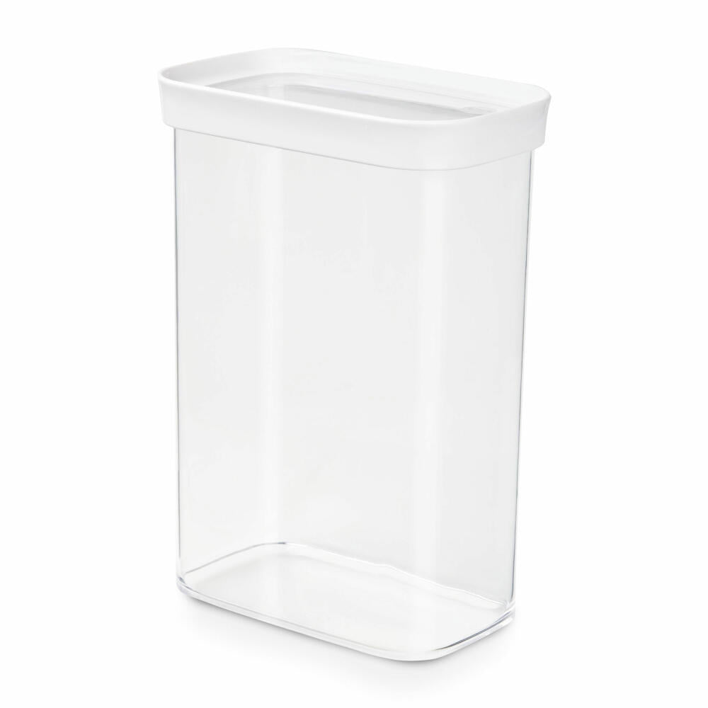 EMSA Optima dry storage container rectangular, portrait format, storage container, freshness container, plastic, transparent / white, 2.2 L, N11423