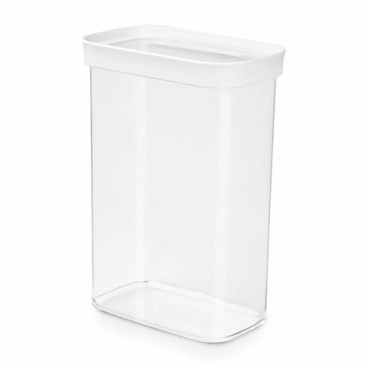 EMSA Optima dry storage container rectangular, portrait format, storage container, freshness container, plastic, transparent / white, 2.2 L, N11423