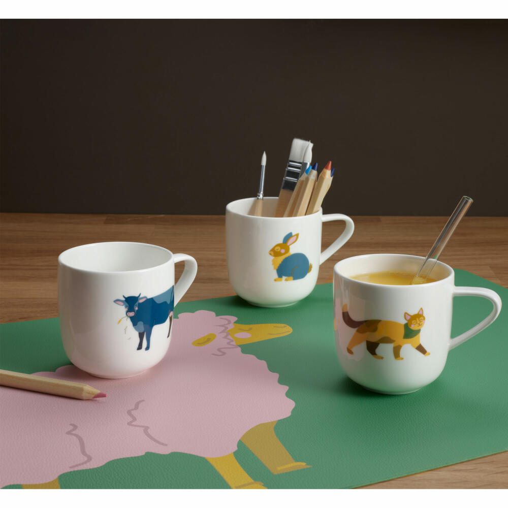 ASA Selection kids Henkelbecher Kater Kasimir, Henkel Becher, Tasse, Teetasse, Fine Bone China, Weiß Glänzend, 250 ml, 38066314
