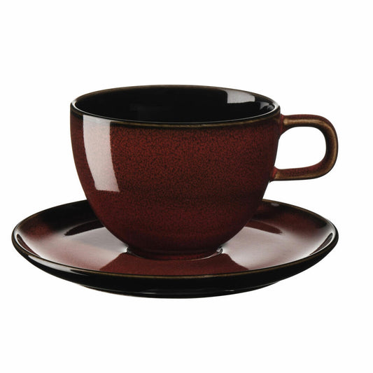 ASA Selection kolibri rusty red Kaffeetasse mit Unterer, Kaffee Tasse, Teetasse, Untertasse, Porzellan, Rot, 250 ml, 25513250