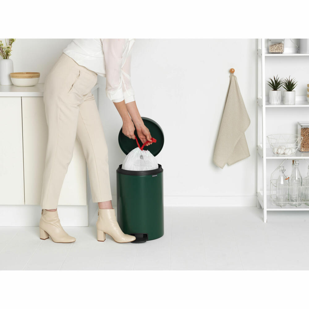 Brabantia Treteimer NewIcon, Abfalleimer, Mülleimer, Stahl, Pine Green, 20 L, 304064