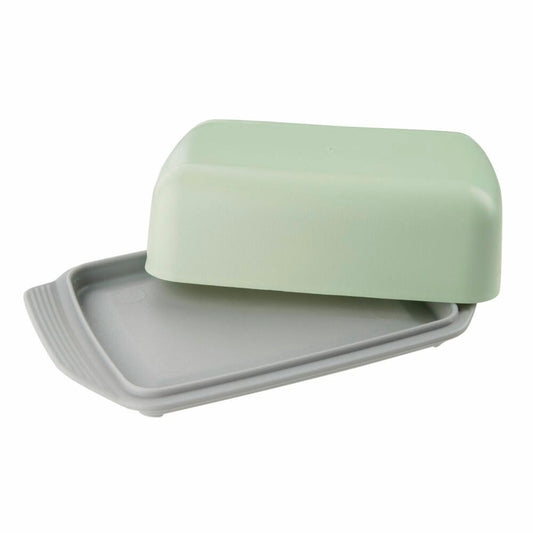 Fackelmann Butter Dish Eco, Butter Dish for 250g Butter, Green PE, grey, mint, 16.5 x 10.5 cm, 33005