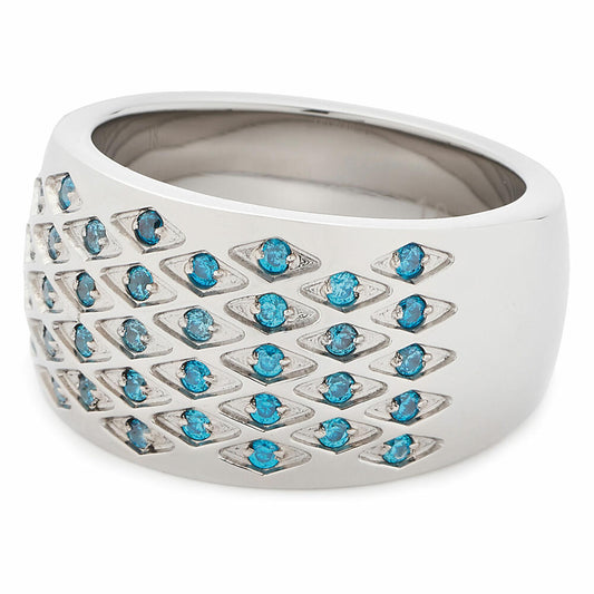Leonardo Jewels Rombo Ring 17, Fingerring, Finger Schmuck, Edelstahl, Kristallsteine, Hellblau, 2.2 cm, 016804