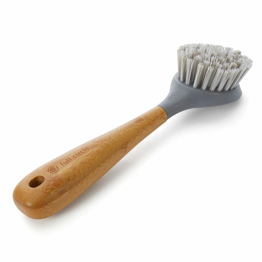 Full Circle Home Dishwashing Brush Tenacious C, Cleaning Brush, Bamboo, Recycled Plastic, Gray, FC17130GY