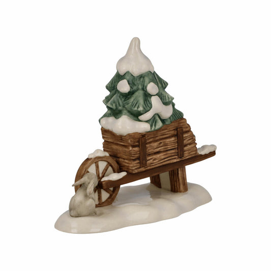 Goebel figurine wheelbarrow, winter forest, Christmas, decorative figure, stoneware, H 10 cm, 66704231