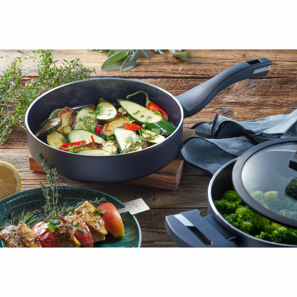 Berndes b.green braising pan Alu Recycled Induction, pan with glass lid, aluminum, black, 24 cm, 0015441342