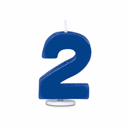 Städter candles number 2, with holder, number, birthday candles, cake candles, birthday, candle, blue, 4.5 cm, 910492