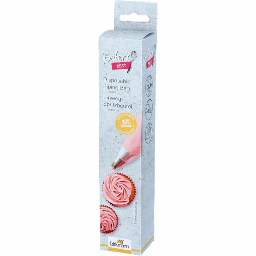 Birkmann Bakers Best Disposable Piping Bag, Pack of 10, Piping Bag, Disposable, Plastic, 41 cm, 424074