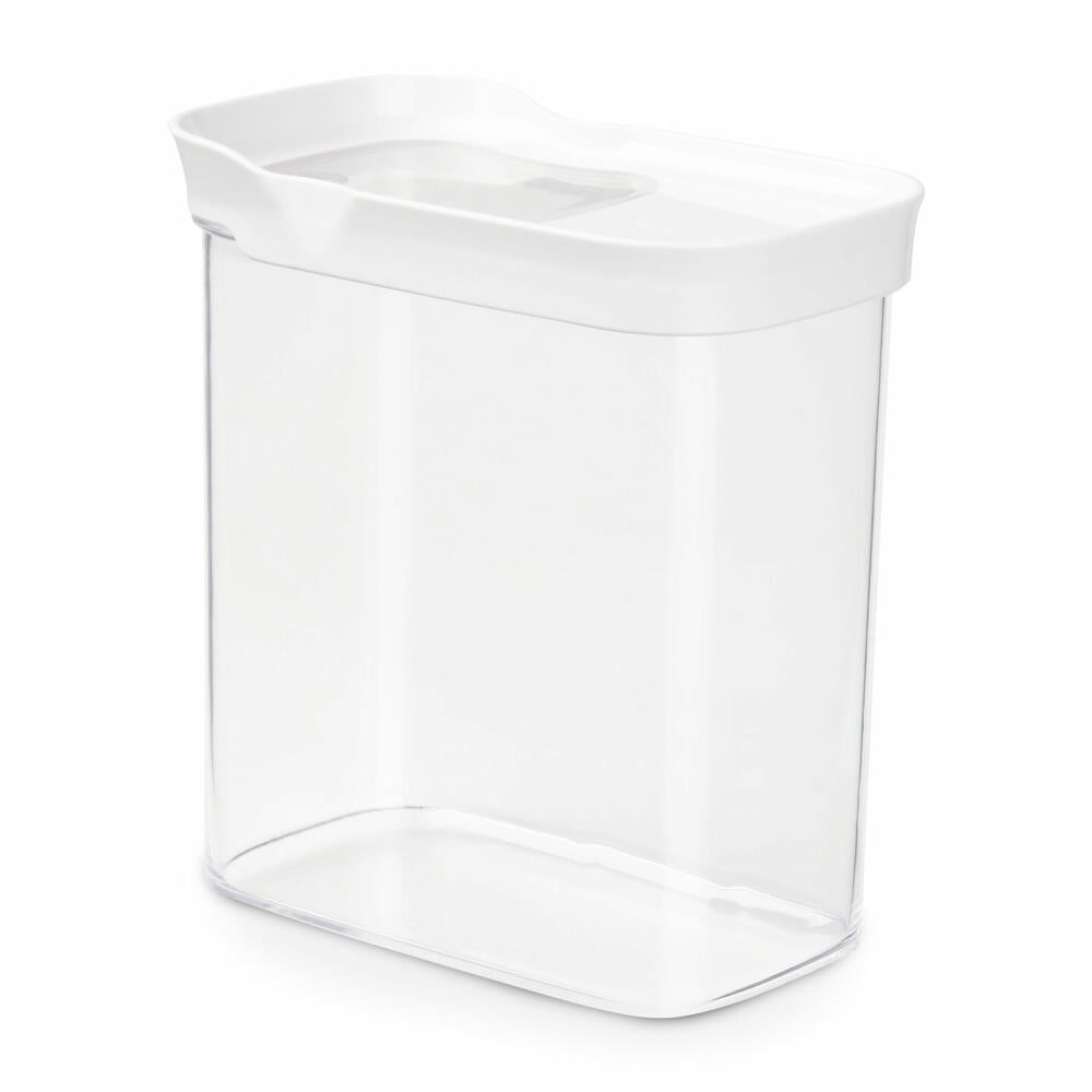 EMSA Optima pouring container rectangular, dry storage container, storage container, plastic, transparent / white, 1.6 L, N11421