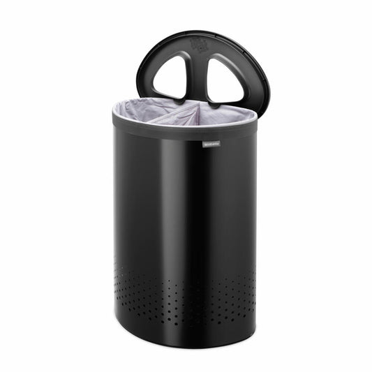 Brabantia Wäschebox Selector, Wäschekorb, Wäschetonne, Stahl, Kunststoff, Matt Black, 55 L, 242366