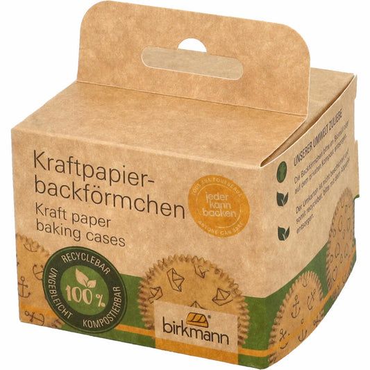 Birkmann Kraft Paper Baking Cups Ahoi, 75 pieces, muffin baking cups, paper baking cups, paper, Ø 7 cm, 444928