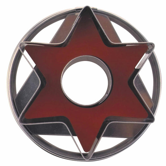 Städter Linzer cookie cutter with ejector star, cookie cutter, cookie mold, biscuit, biscuits, detachable, stainless steel, Ø 4.8 cm, 966322