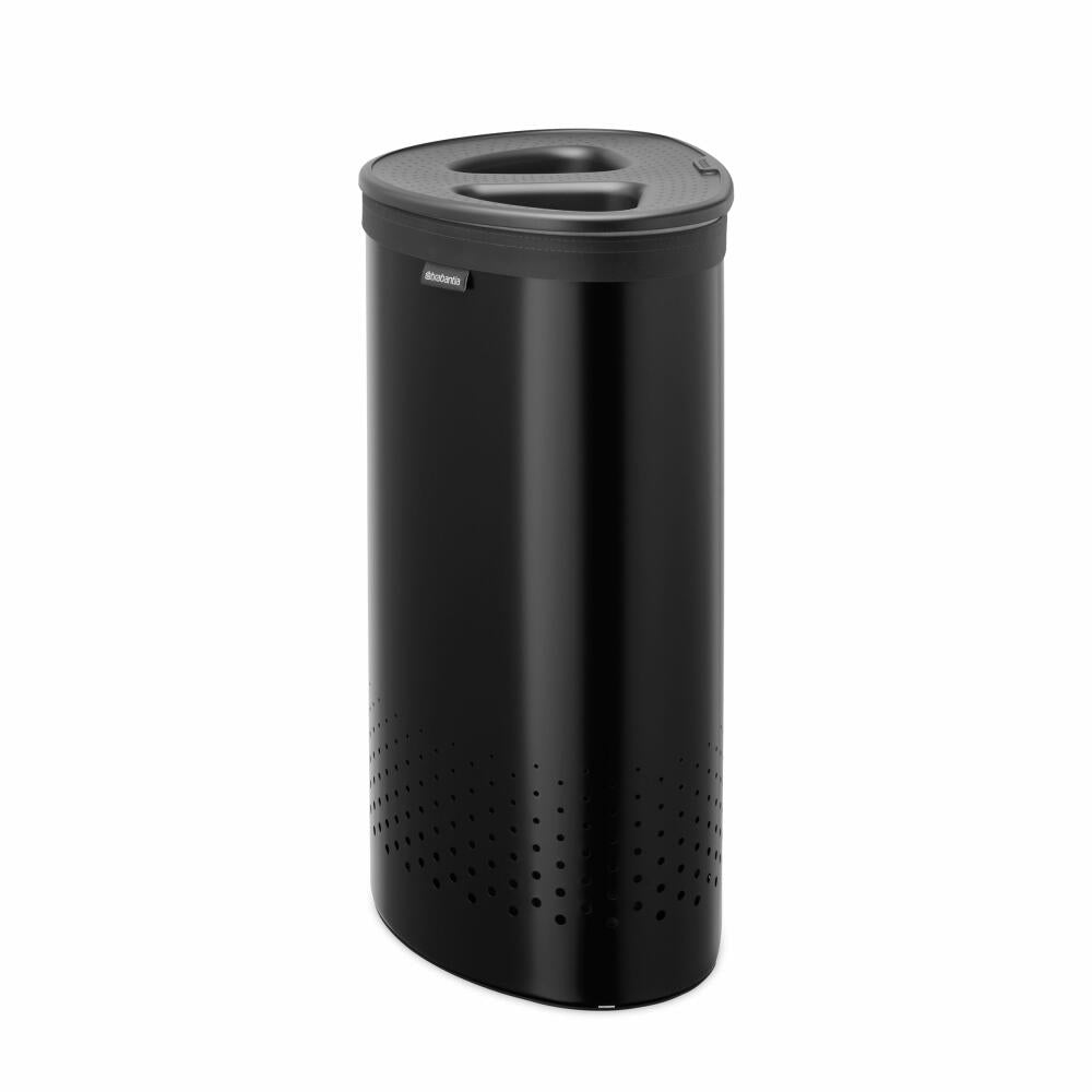 Brabantia Wäschebox Selector, Wäschekorb, Wäschetonne, Stahl, Kunststoff, Matt Black, 55 L, 242366