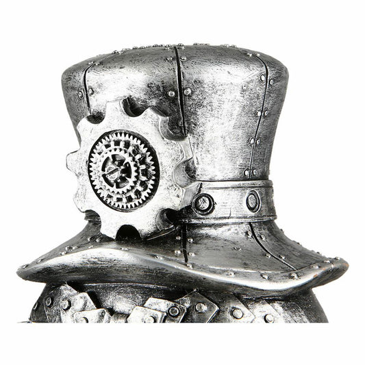 Casablanca by Gilde Poly Sculpture Steampunk Owl, owl, decorative figure, decoration, synthetic resin, silver, H 23 cm, 89351