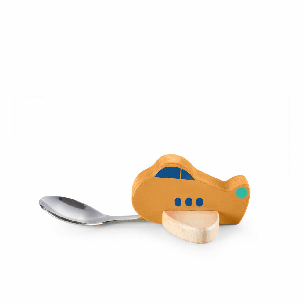 Donkey Products Children's Spoon Knatter, Airplane Spoon for Baby Food, Wood, Stainless Steel, Yellow, 900125