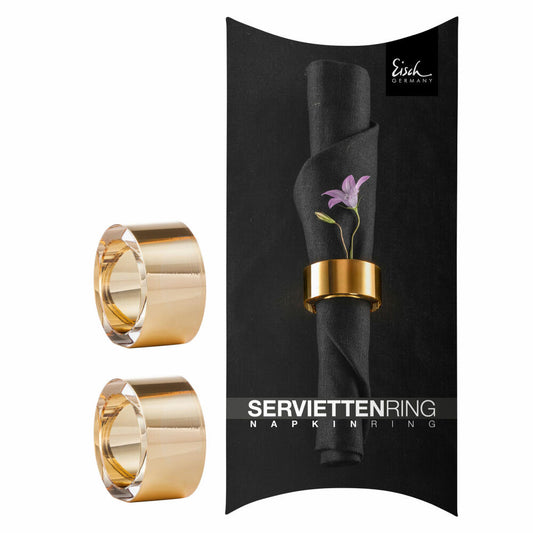 Eisch Serviettenring 2er Set Gold, Serviettenhalter, Glas, Gold, 50 mm, 77290501