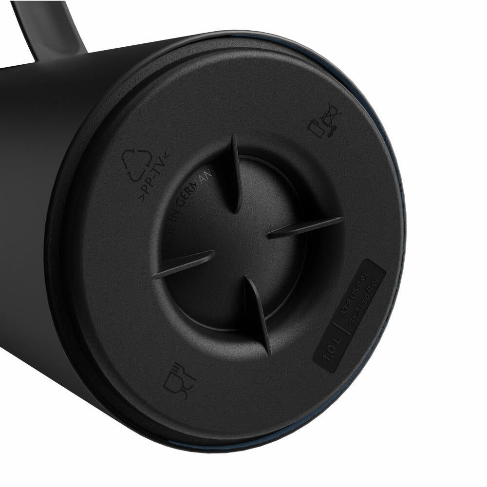 EMSA Motiva vacuum flask, insulated jug, jug, coffee pot, stainless steel, glass insulated flask, black, 1 L, N41707