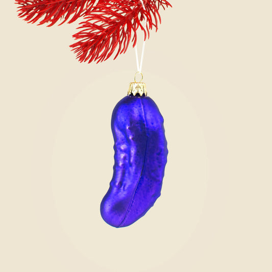 Donkey Products Christmas Pickle, Tree Decoration, Christmas Tree Decoration, Decoration, Glass, Blue, 3 x 3 x 11 cm, 300987