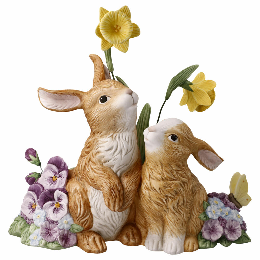 Goebel Figurine Rabbit Pair - Spring Awakening, Stoneware, Colorful, Limited Edition, 66845331