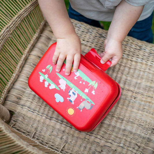 Koziol Lunchbox Candy L Farm, Brotdose, Kunststoff-Holz-Mix, Organic Red, 1425676