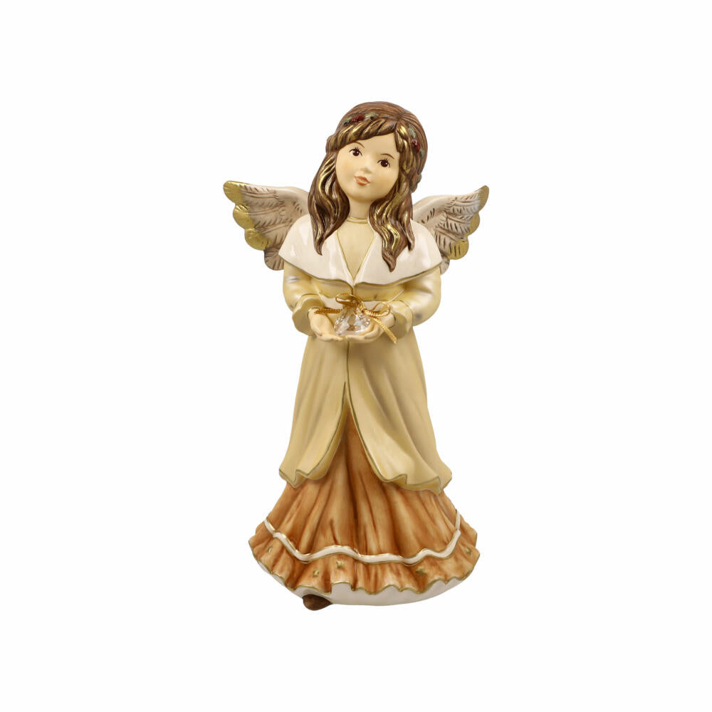 Goebel decorative figure angel warm winter greetings, heavenly messengers, stoneware, champagne, 25 cm, 41657071