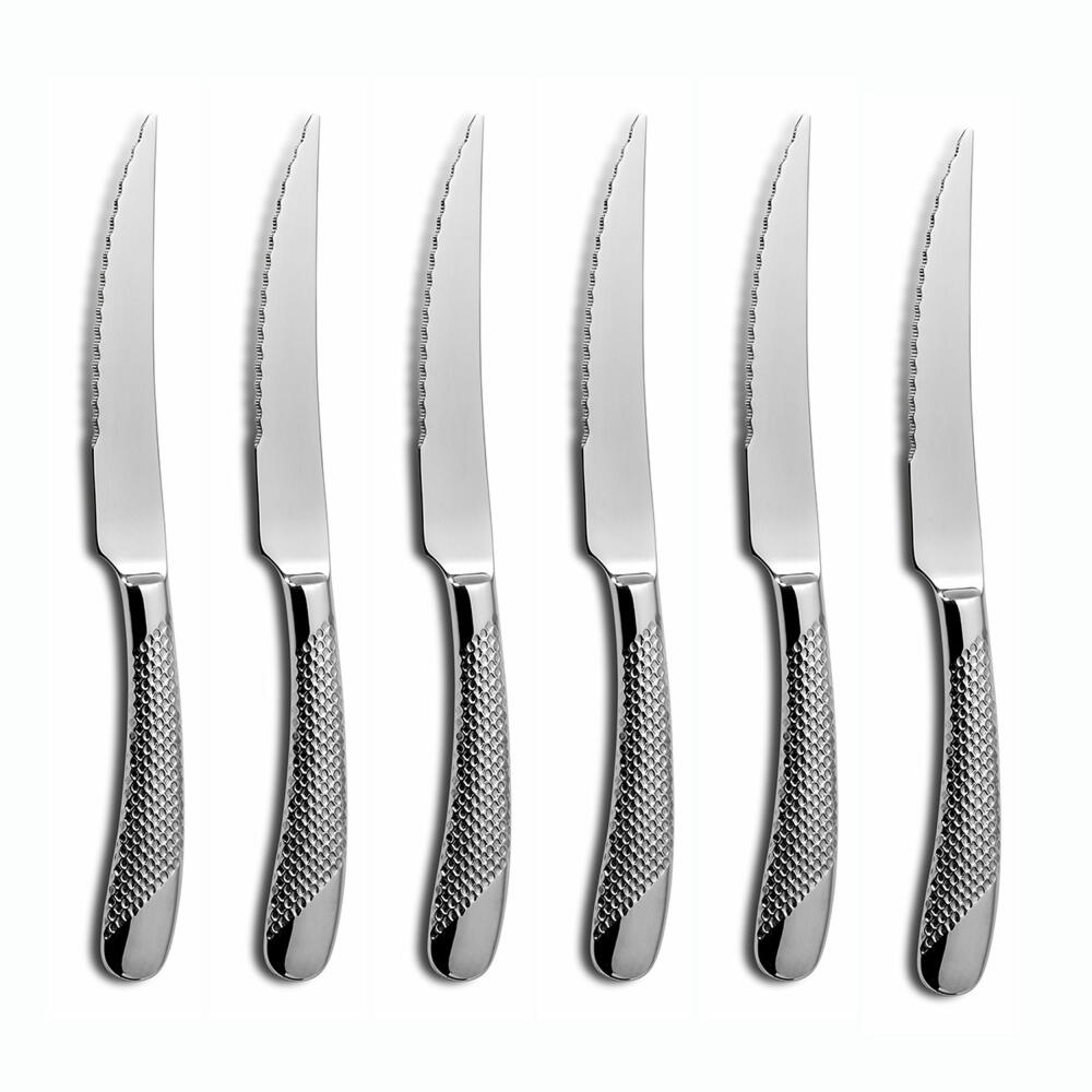 Comas Steak Knife Geometric Set of 6, Meat Knife with Textured Handle, Stainless Steel, 23.2 cm, 6333