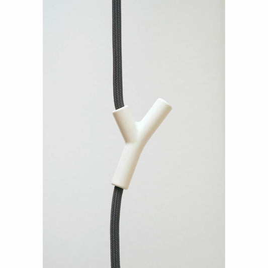 Authentics Wardrope coat rack, hanging rope coat rack, polyamide, zamak, grey rope, 4 white hooks, 8085612