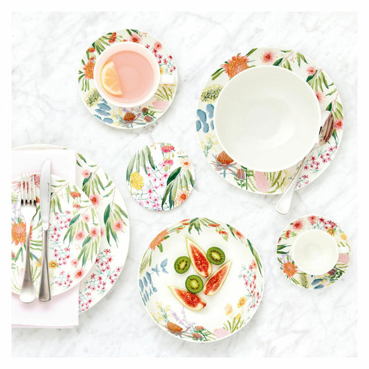 Maxwell & Williams NATIVE BLOOMS Tasse mit Untertasse, Kaffeetasse, Teetasse, Porzellan, 400 ml, II0197