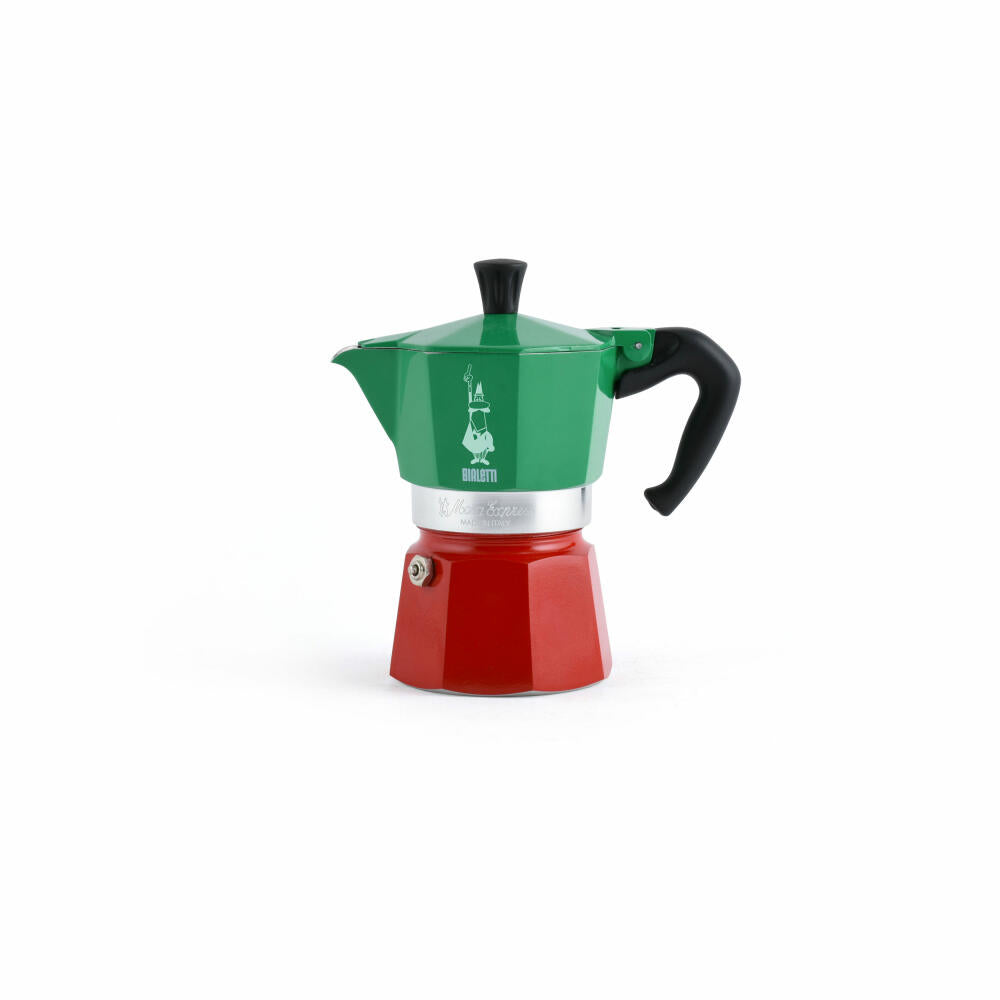 Bialetti Espresso Maker Moka Express Tricolore Italia for 3 Cups, Espresso, Espresso Pot, Coffee Maker, Aluminum, Colorful, 130 ml, 5322