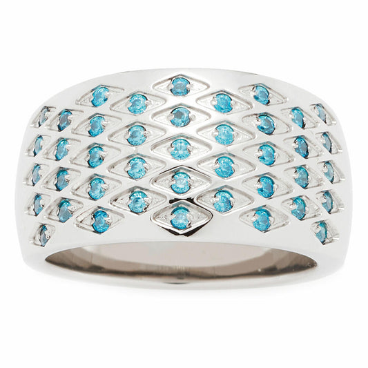 Leonardo Jewels Rombo Ring 17, Fingerring, Finger Schmuck, Edelstahl, Kristallsteine, Hellblau, 2.2 cm, 016804
