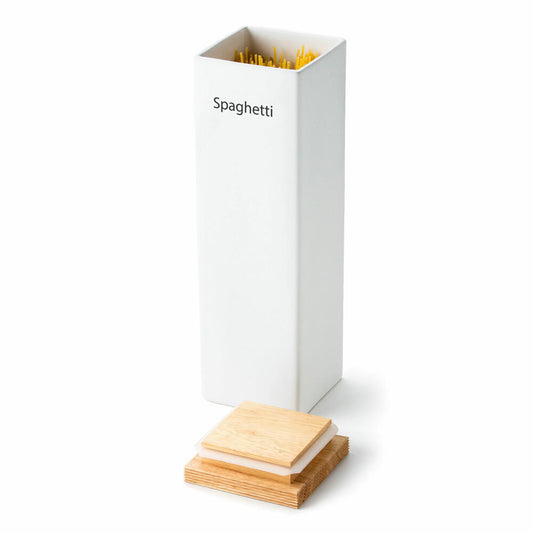 Continenta Vorratsdose Keramik, mit Holzdeckel, Keramikdose, Aufbewahrungsbehälter, Vorratsbox, Weiß, 10 x 10 x 34 cm, 3915
