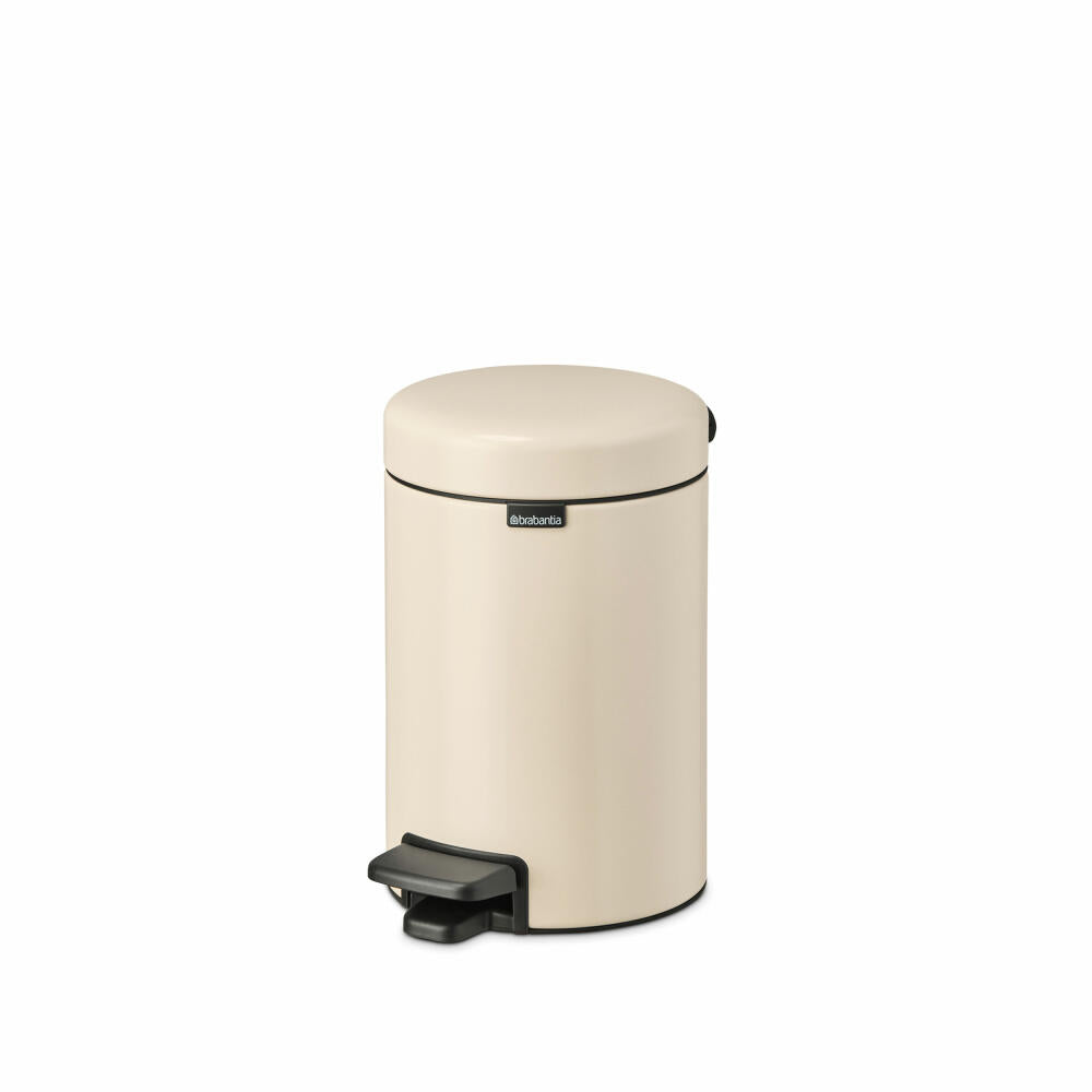 Brabantia NewIcon pedal bin, waste bin, trash can, steel, soft beige, 3 L, 149887