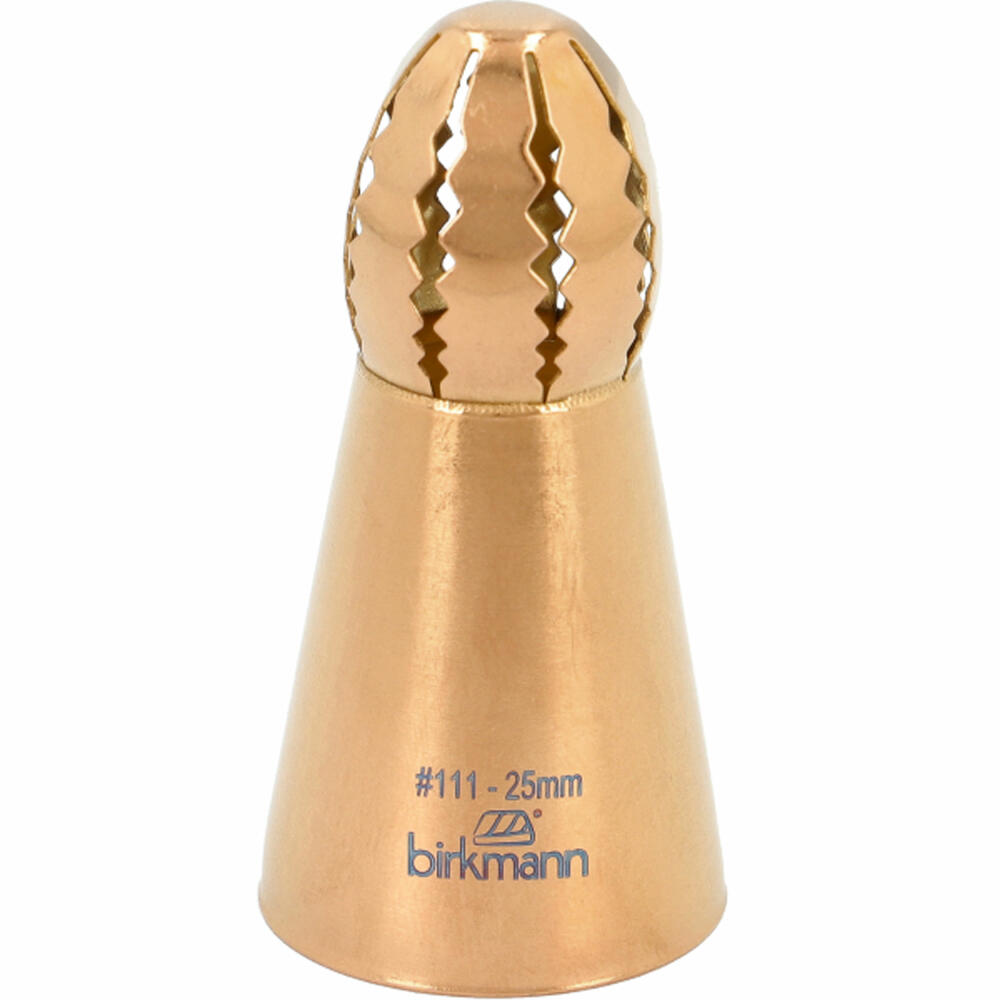 Birkmann Tuff Nozzle Serrated No. 111, Piping Nozzle, Decorating Nozzle, Baking Accessory, Stainless Steel, Copper-Coloured, Ø 25 mm, 409279