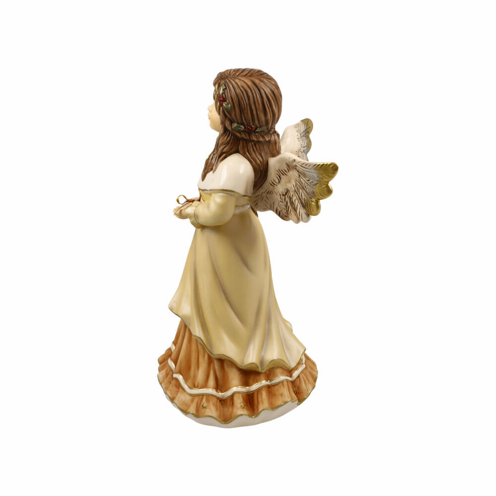 Goebel decorative figure angel warm winter greetings, heavenly messengers, stoneware, champagne, 25 cm, 41657071