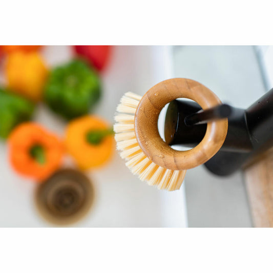 Full Circle Home Vegetable Brush The Ring, Dishwashing Brush, Bamboo, Recycled Plastic, FC09106