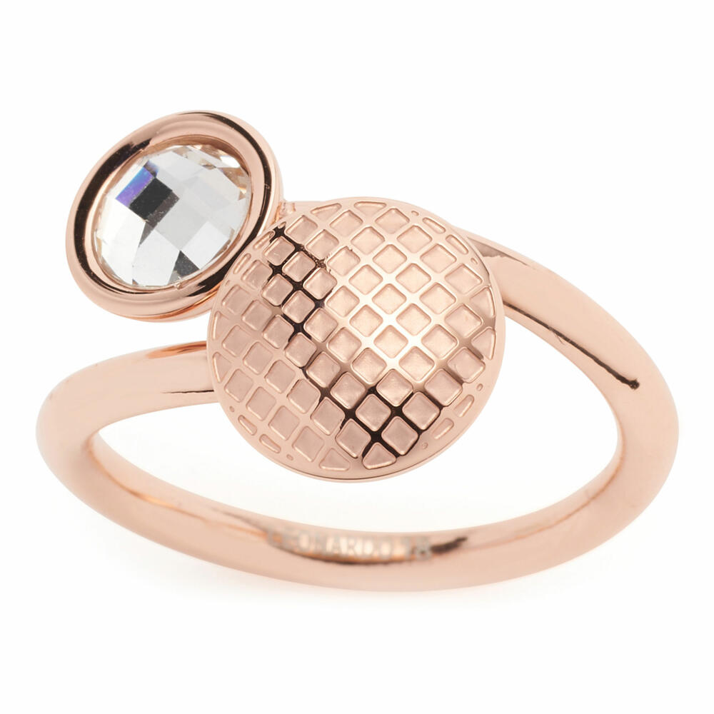 Leonardo Jewels Ring Delicato, finger ring, fashion jewelry, size 18, stainless steel IP rose gold, glass stone, 018363