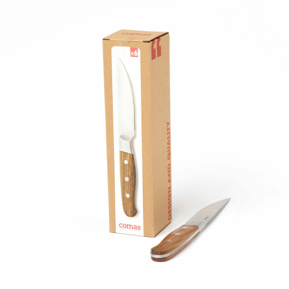 Comas steak knives Aconcagua set of 6, meat knives, stainless steel, rosewood wood, 25.8 cm, 7446