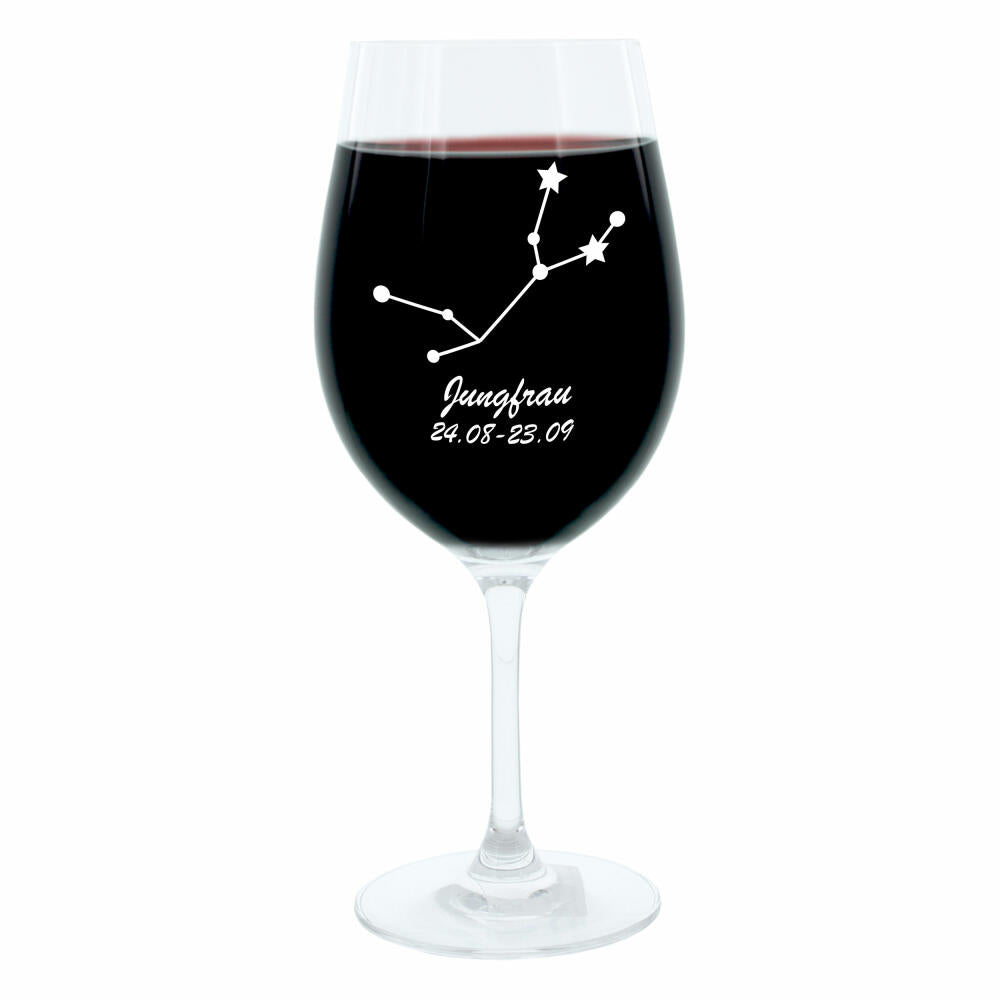 Leonardo Weinglas 400 ml, Motivglas, Sternbild Jungfrau, Geschenk, Stimmungsglas mit Gravur, Moodglas, 22 cm