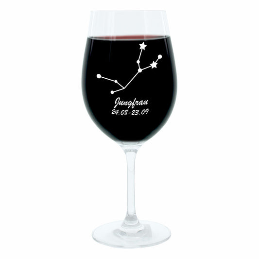 Leonardo Weinglas 400 ml, Motivglas, Sternbild Jungfrau, Geschenk, Stimmungsglas mit Gravur, Moodglas, 22 cm