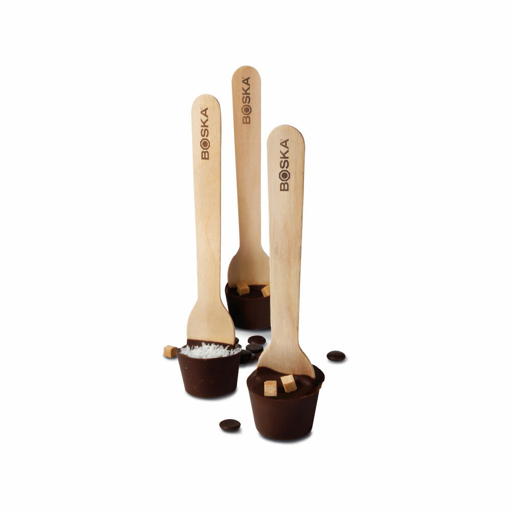 Boska Chocowares Choco Löffel Starter-Set, 9-tlg., Schokoladenlöffel, Dessertlöffel, Kakaolöffel, Silikon, Schwarz, 20 cm, 320407