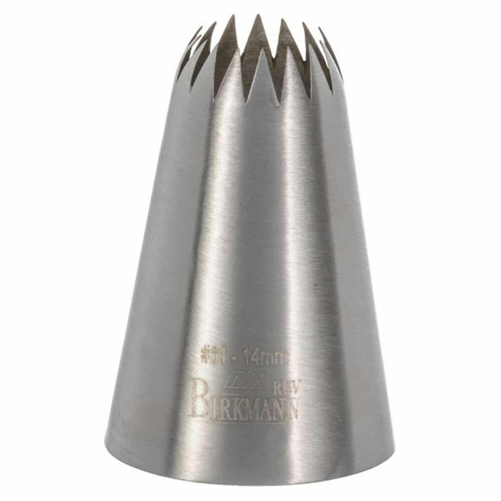 Birkmann French star nozzle #61, piping nozzle, decorating nozzle, baking accessories, stainless steel, Ø 1.4 cm, 411456