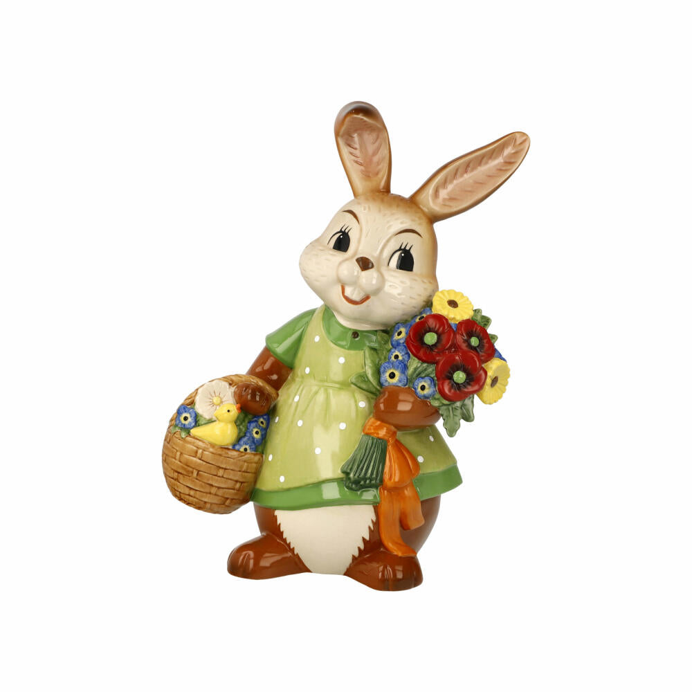 Goebel Figurine Bunny Girl - A Flower Greeting, Stoneware, Colorful, 25 cm, 66845631