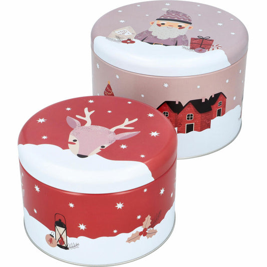 Birkmann biscuit tin set Nordic Christmas, 2-piece, size L+XL, cookie tin, biscuit tin, tinplate, 433762