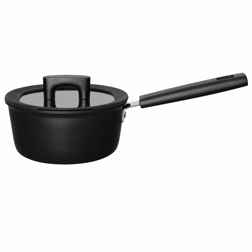 Fiskars Hard Face Stieltopf, mit Deckel, Kochtopf, Koch Topf, Aluminium, Schwarz, 1.8 L, Ø 18 cm, 1052226