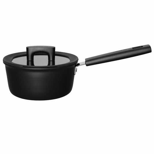 Fiskars Hard Face Stieltopf, mit Deckel, Kochtopf, Koch Topf, Aluminium, Schwarz, 1.8 L, Ø 18 cm, 1052226