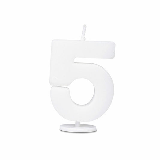 Städter candles number 5, with holder, number, birthday candles, cake candles, birthday, candle, white, 4.5 cm, 910720