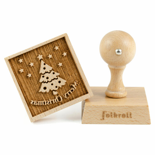 Folkroll Keksstempel Merry Christmas, 55x55 mm, Cookiestempel, Backstempel, Keks, Stempel, Motiv, Buchenholz, 334799