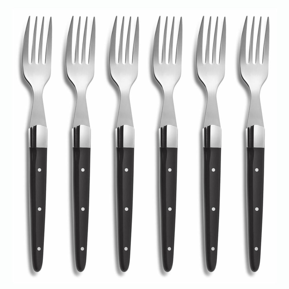 Comas table fork ACR Black set of 6, steak fork, meat fork, stainless steel, acrylic, black, 21 cm, 6335