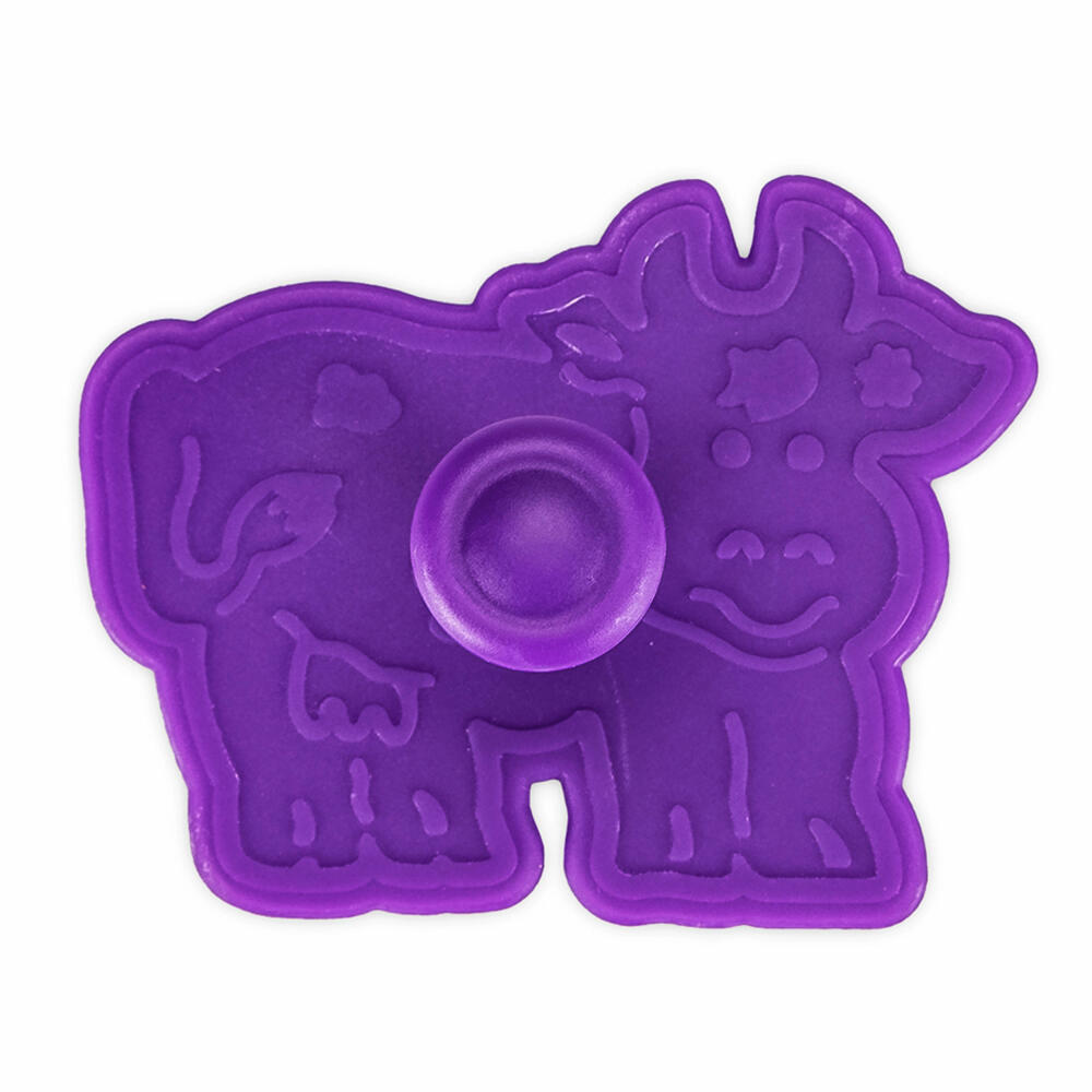 Städter embossed cookie cutter with ejector cow, cookie cutter, cookie mold, biscuit, cookies, plastic, 7 cm, 170698