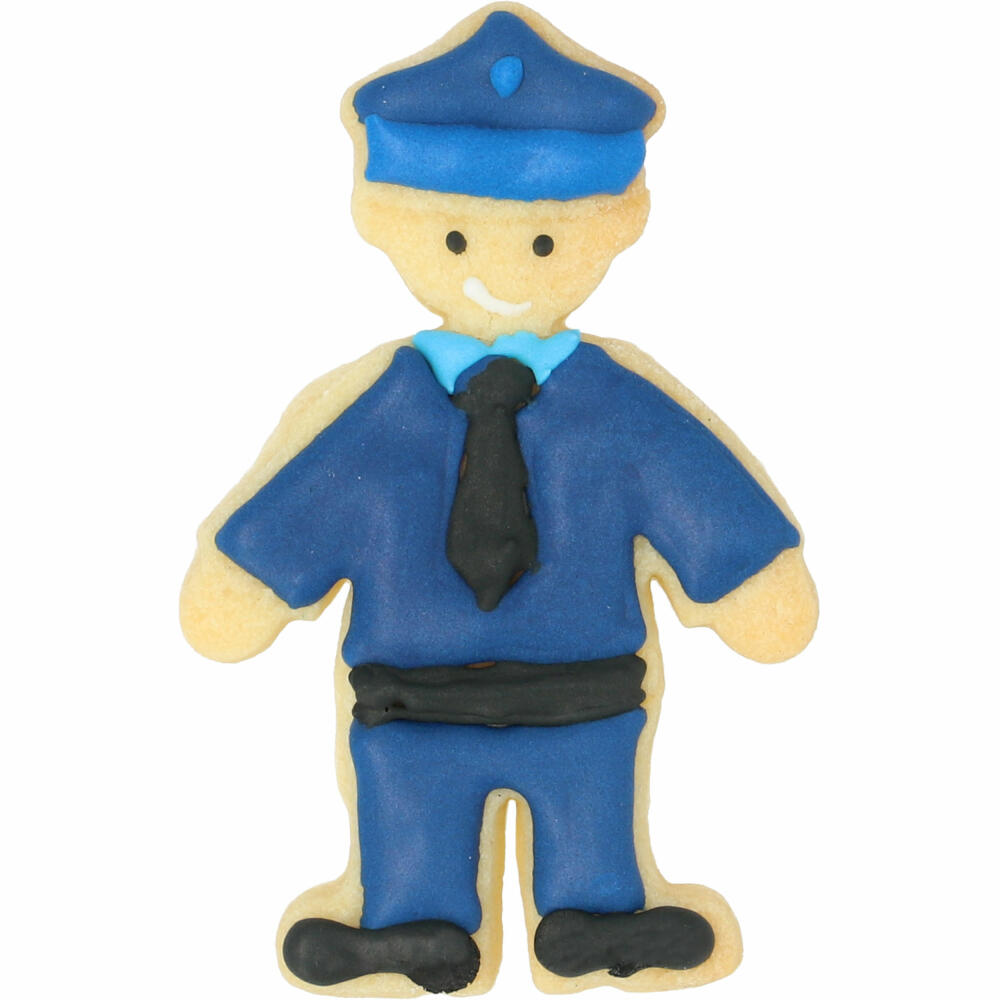 Birkmann cookie cutter policeman, with internal embossing, cookie cutter, cookie shape, biscuit, biscuits, stainless steel, 8 cm, 199217